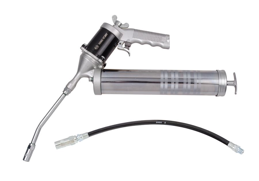 CONTINUOUS FLOW AIR GREASE GUN 400C.C.14OZ(10*1.0 METRIC)+BSPT WITH 12″TUBE
